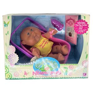 Cabbage Patch Kids Newborns Doll Dark Skin Carrier, Birth Papers, Box 2009 NEW
